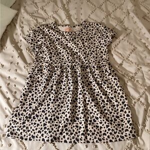 Cat & Jack Cream and Black Patterned Kids Dress